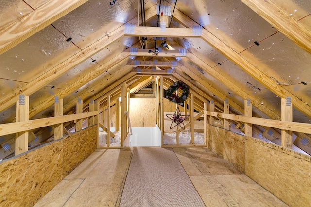 view of unfinished attic