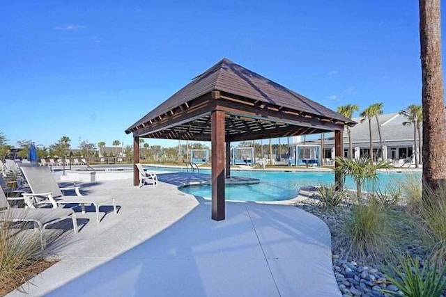 view of pool with a gazebo