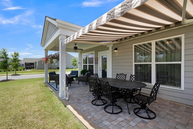 view of patio / terrace featuring outdoor lounge area and ceiling fan