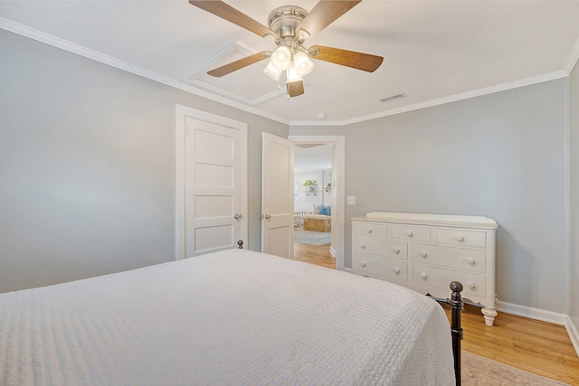 4587 Durant Ave, North Charleston, SC 29405 - bedroom featuring ornamental molding, light wood-style floors, baseboards, and ceiling fan