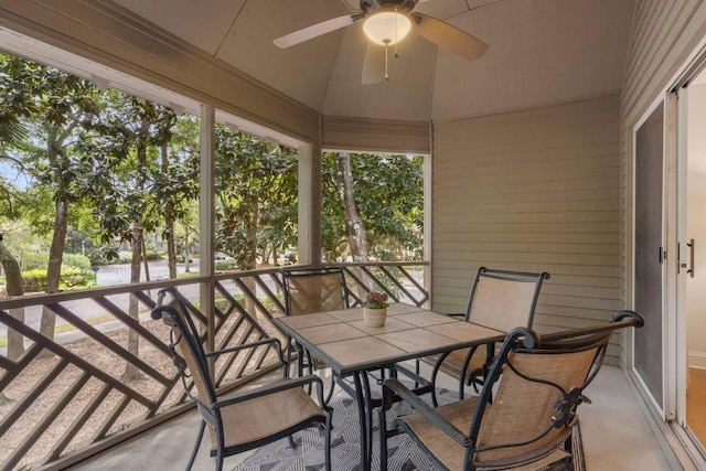 5558 Green Dolphin Way, Kiawah Island, SC 29455 - sunroom / solarium with a ceiling fan, outdoor dining area, and lofted ceiling