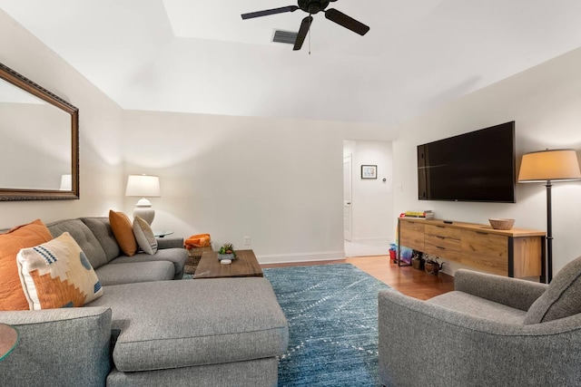 5558 Green Dolphin Way, Kiawah Island, SC 29455 - living area featuring ceiling fan and wood finished floors