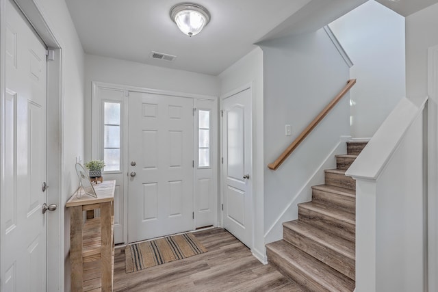 entryway with light wood-type flooring