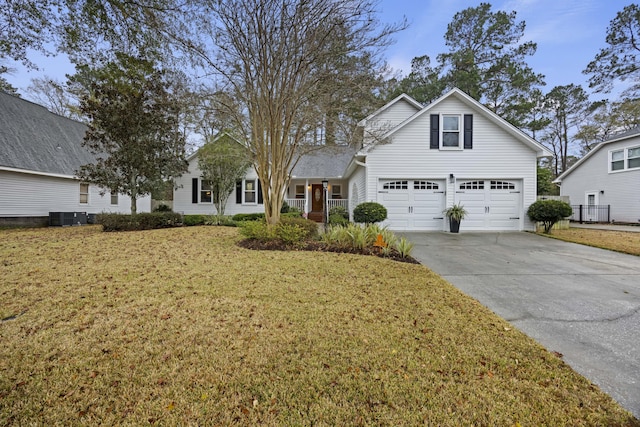 front facade featuring a front lawn and a garage