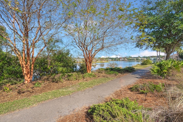 view of road featuring a water view