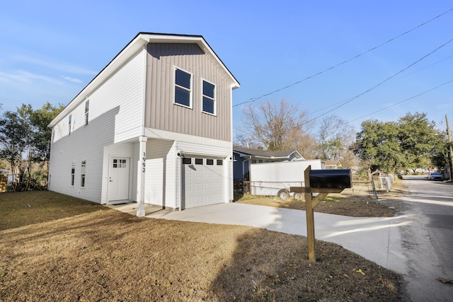 view of home's exterior with a garage