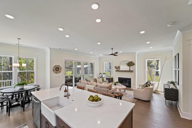 4235 Royal Harbor Rd, Hollywood, SC 29449 - kitchen featuring stainless steel dishwasher, light countertops, a sink, and wood finished floors