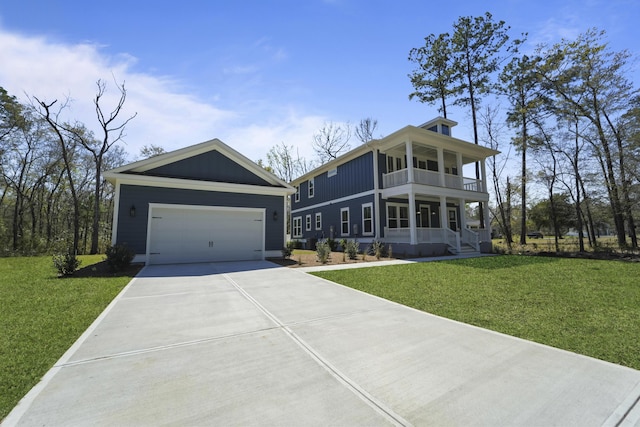 4235 Royal Harbor Rd, Hollywood, SC 29449 - view of front of home with a garage, a porch, a front lawn, a balcony, and driveway