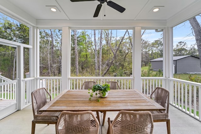 4235 Royal Harbor Rd, Hollywood, SC 29449 - sunroom / solarium featuring a ceiling fan and outdoor dining area
