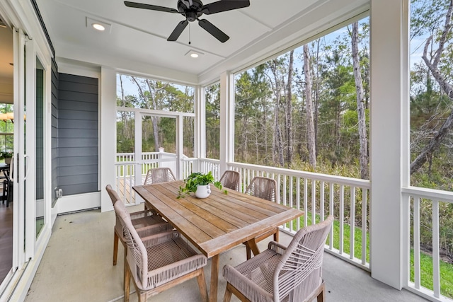 4235 Royal Harbor Rd, Hollywood, SC 29449 - sunroom with a wealth of natural light, outdoor dining area, and a ceiling fan