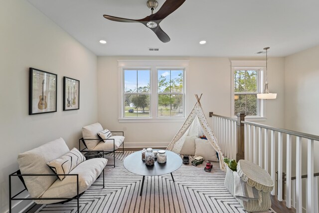 4235 Royal Harbor Rd, Hollywood, SC 29449 - recreation room featuring a ceiling fan, visible vents, and recessed lighting