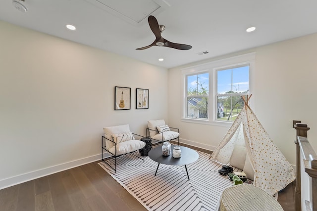 4235 Royal Harbor Rd, Hollywood, SC 29449 - sitting room featuring wood finished floors, baseboards, visible vents, and recessed lighting