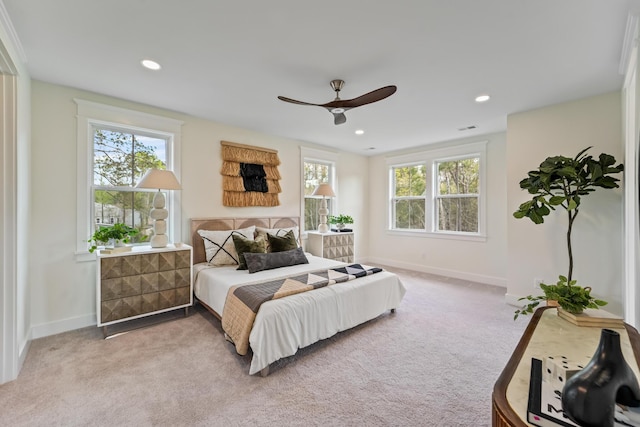 4235 Royal Harbor Rd, Hollywood, SC 29449 - bedroom with light carpet, baseboards, multiple windows, and recessed lighting