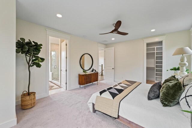 4235 Royal Harbor Rd, Hollywood, SC 29449 - bedroom featuring baseboards, recessed lighting, a ceiling fan, carpet floors, and a walk in closet