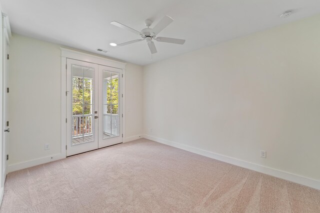 4235 Royal Harbor Rd, Hollywood, SC 29449 - carpeted spare room featuring french doors, baseboards, ceiling fan, and visible vents