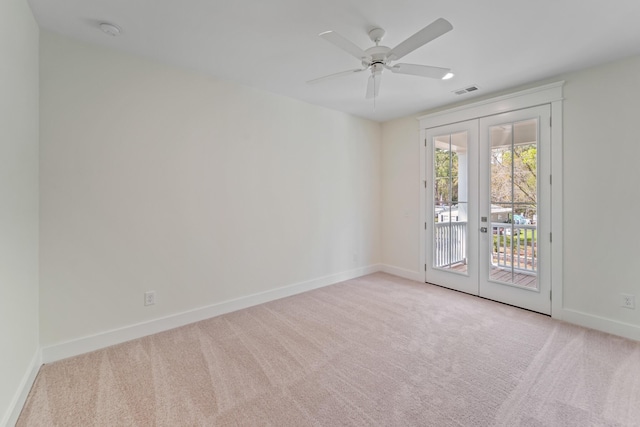 4235 Royal Harbor Rd, Hollywood, SC 29449 - carpeted empty room featuring french doors, ceiling fan, baseboards, and visible vents