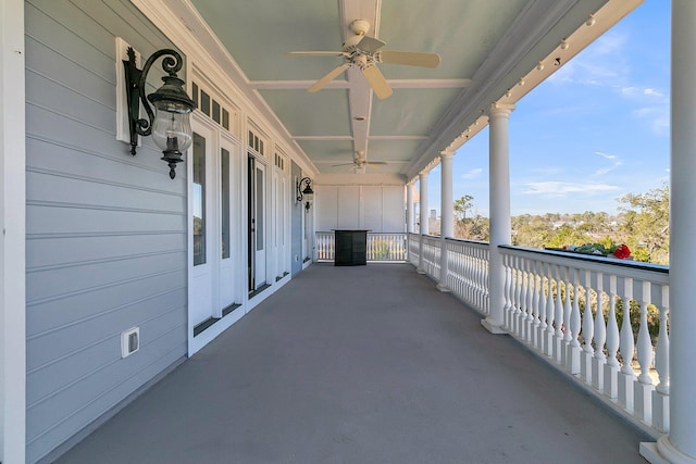 view of patio with ceiling fan