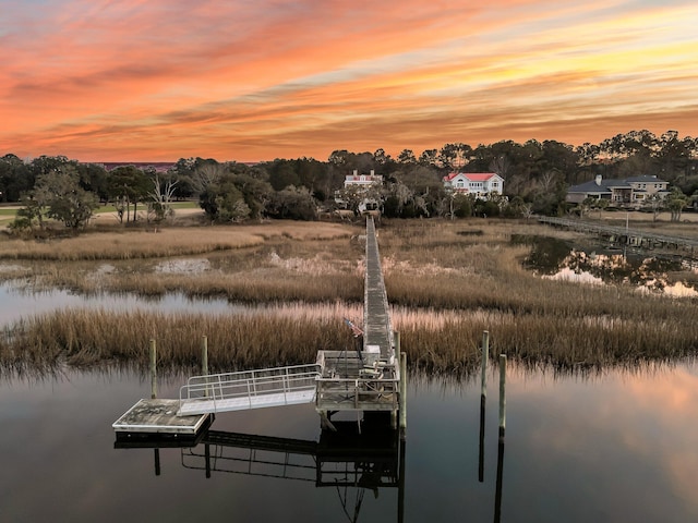 view of dock featuring a water view