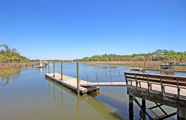 view of dock featuring a water view