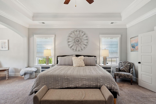 525 Yellow Tower Ter, Charleston, SC 29412 - bedroom with a tray ceiling, carpet, multiple windows, and ornamental molding