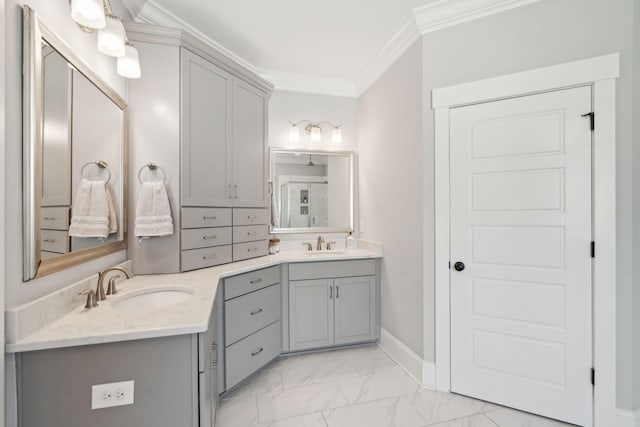 525 Yellow Tower Ter, Charleston, SC 29412 - full bath featuring marble finish flooring, double vanity, and crown molding