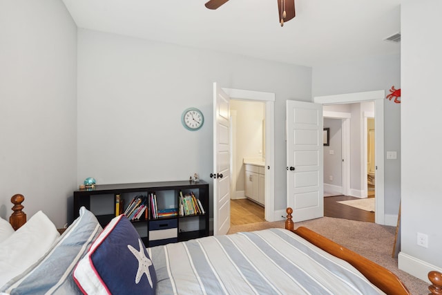 525 Yellow Tower Ter, Charleston, SC 29412 - bedroom featuring light wood-type flooring, ensuite bath, and ceiling fan
