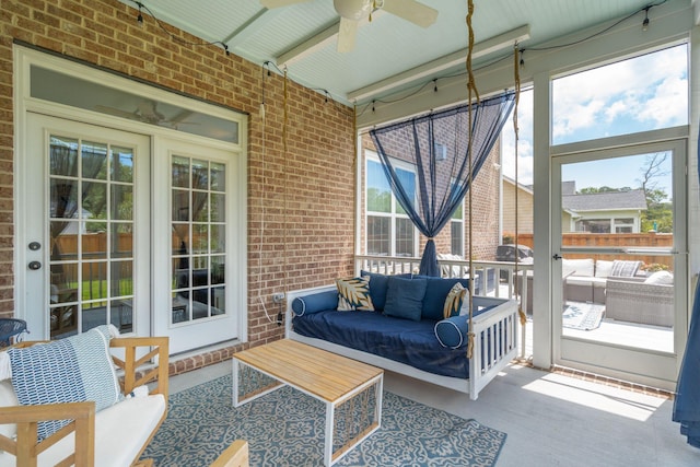 525 Yellow Tower Ter, Charleston, SC 29412 - sunroom with outdoor lounge area, a ceiling fan, and plenty of natural light