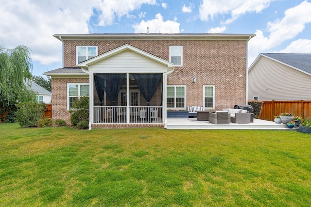 525 Yellow Tower Ter, Charleston, SC 29412 - rear view of house featuring an outdoor hangout area, brick siding, and a sunroom