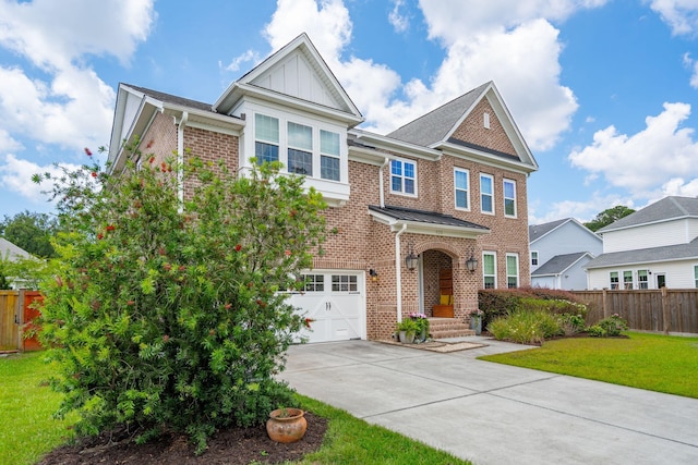 525 Yellow Tower Ter, Charleston, SC 29412 - view of front facade featuring brick siding, a garage, driveway, and board and batten siding