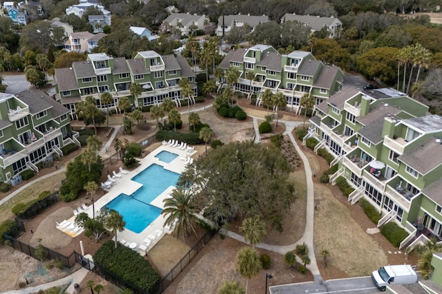 drone / aerial view with a residential view