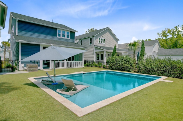 2557 Hatch Dr, Johns Island, SC 29455 - view of swimming pool with a lawn, fence, a fenced in pool, and a patio area