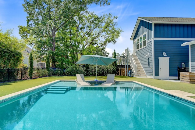 2557 Hatch Dr, Johns Island, SC 29455 - view of pool with stairs, fence, a yard, and a fenced in pool