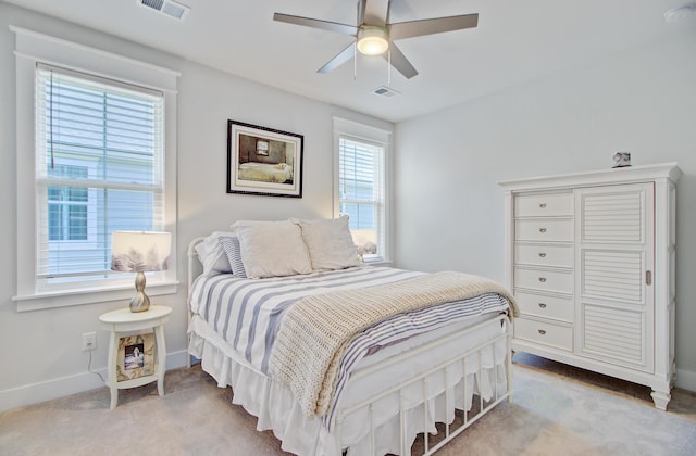 2557 Hatch Dr, Johns Island, SC 29455 - carpeted bedroom featuring visible vents, baseboards, and ceiling fan