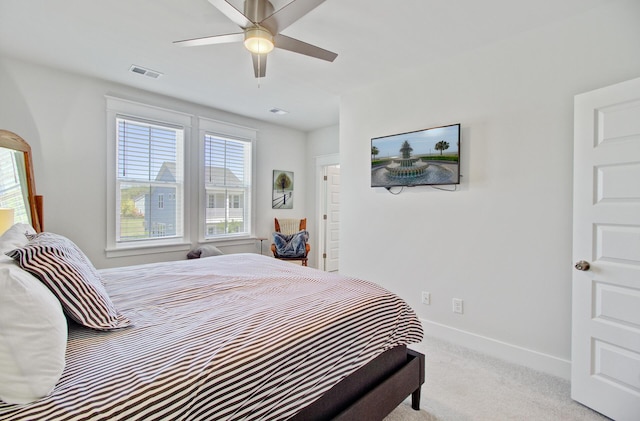 2557 Hatch Dr, Johns Island, SC 29455 - bedroom featuring baseboards, a ceiling fan, carpet flooring, and visible vents