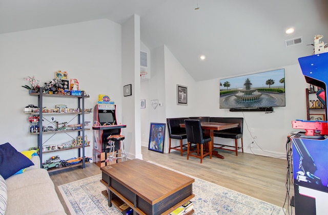 2557 Hatch Dr, Johns Island, SC 29455 - living area with wood finished floors, recessed lighting, lofted ceiling, and visible vents