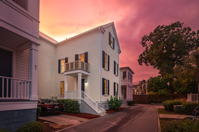 exterior space with a balcony