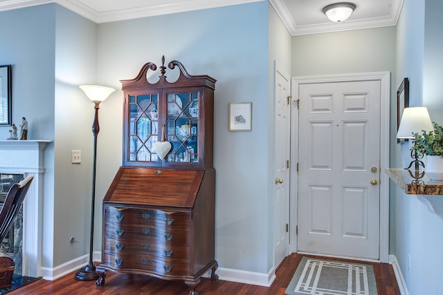 1335 Hopton Cir Unit 1335, Mount Pleasant, SC 29466 - foyer with wood finished floors, ornamental molding, baseboards, and a fireplace