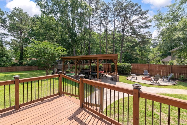 44 S Basilica Ave, Hanahan, SC 29410 - deck with a fire pit, a patio area, a playground, and view of scattered trees