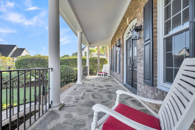 view of patio featuring covered porch