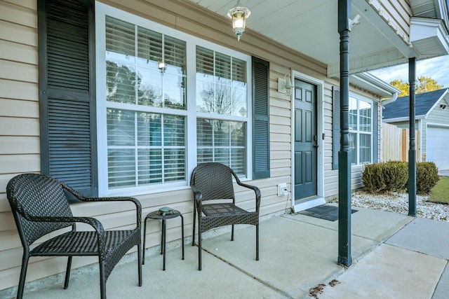 view of patio featuring a porch