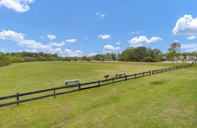 view of yard with a rural view