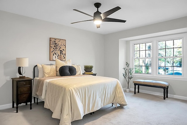 bedroom with carpet floors and ceiling fan