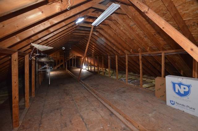 view of unfinished attic