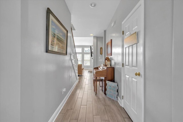144 Back Tee Cir, Summerville, SC 29485 - hallway with baseboards, light wood-style floors, and recessed lighting