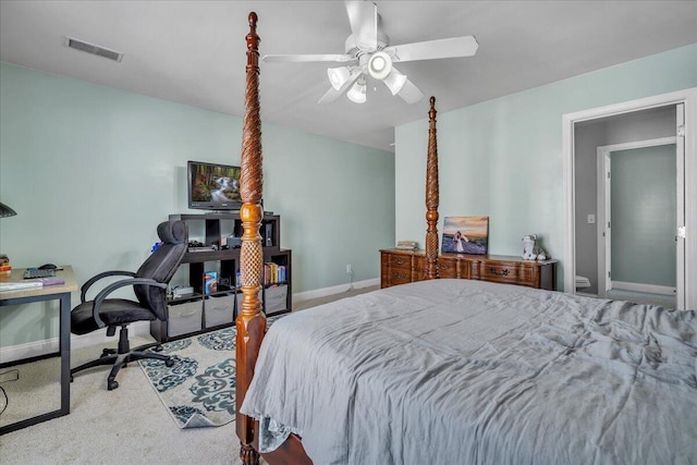 144 Back Tee Cir, Summerville, SC 29485 - carpeted bedroom with baseboards, visible vents, and ceiling fan