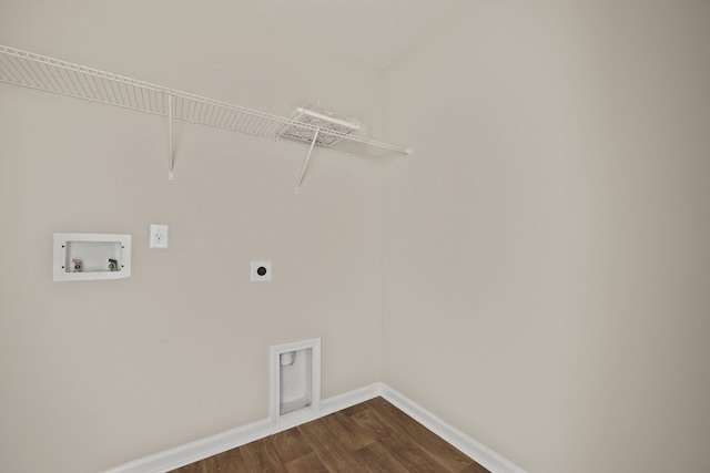 183 Greenwich Dr, Summerville, SC 29486 - washroom featuring laundry area, dark wood finished floors, electric dryer hookup, washer hookup, and baseboards