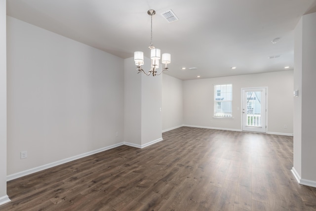 304 Pathfinder Way, Charleston, SC 29492 - unfurnished room with dark wood-style flooring, baseboards, a chandelier, and recessed lighting