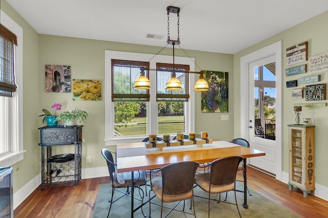 dining room featuring hardwood / wood-style floors and plenty of natural light