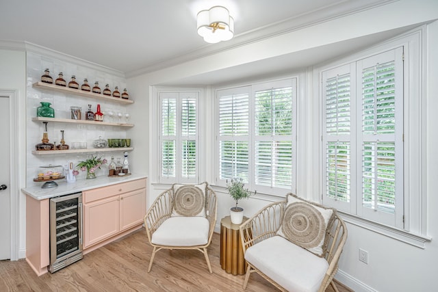 1143 Sea Eagle Watch, Charleston, SC 29412 - indoor dry bar with wine cooler, ornamental molding, and light wood-type flooring