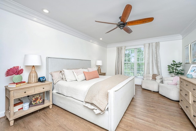 1143 Sea Eagle Watch, Charleston, SC 29412 - bedroom featuring crown molding, light wood-type flooring, recessed lighting, and a ceiling fan